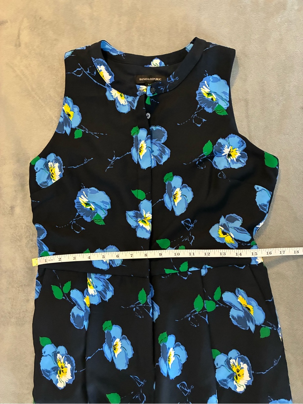 Banana Republic Navy Floral Sleeveless Wide-Leg Jumpsuit - Picture 13 of 15